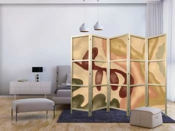Parawan japoński - Przetarte figury - kształty w technice lime wash w ciepłych kolorach - obrazek 2