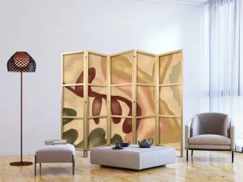 Parawan japoński - Przetarte figury - kształty w technice lime wash w ciepłych kolorach - obrazek 5