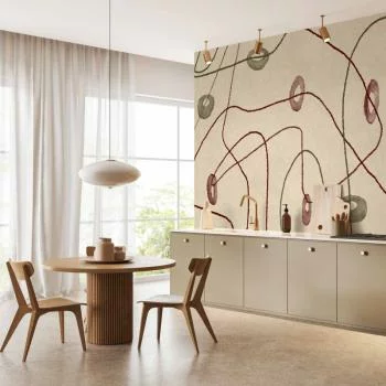 Fototapeta - Linie i kształty - labirynt z koralików na bladym przecieranym tle - obrazek 5