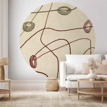 Fototapeta okrągła - Linie i kształty - labirynt z koralików na bladym przecieranym tle