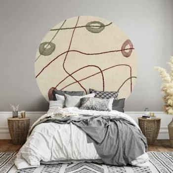 Fototapeta okrągła - Linie i kształty - labirynt z koralików na bladym przecieranym tle - obrazek 5