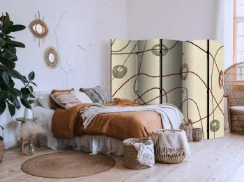 Parawan - Labirynt z koralików - minimalistyczna abstrakcja na przecieranym tle - obrazek 5