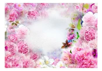 Fototapeta wodoodporna - Zapach goździków - abstrakcyjny motyw kwiatów z napisami i chmurami - obrazek 2