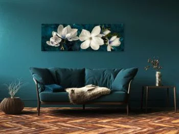 Obraz - Awangardowa magnolia (1-częściowy) wąski turkusowy - obrazek 2