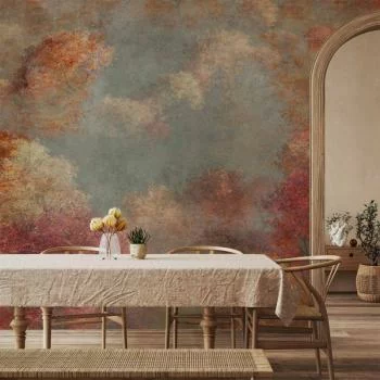 Fototapeta - Natura jesienią - pejzaż jesiennych drzew w malowanym stylu retro - obrazek 6