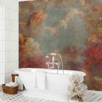 Fototapeta - Natura jesienią - pejzaż jesiennych drzew w malowanym stylu retro - obrazek 6