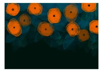 Fototapeta wodoodporna - Akwarelowa kompozycja - pomarańczowe desenie na delikatnym tle z liści - obrazek 2