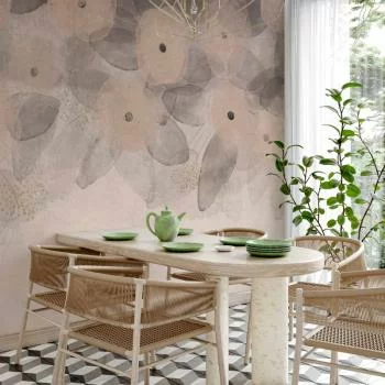 Fototapeta - Minimalistyczna łąka - desenie na delikatnym beżowym tle z teksturą - obrazek 6