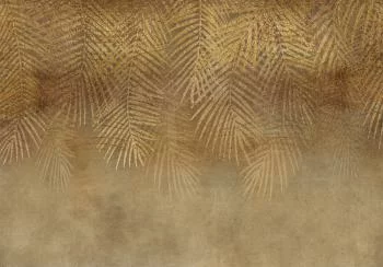 Fototapeta - Abstrakcyjna natura w beżu - kompozycja ze złotymi egzotycznymi liśćmi - obrazek 6