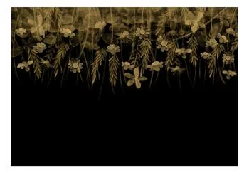 Fototapeta wodoodporna - Pejzaż natury - czarny abstrakcyjny motyw natury z kwiatami w sepii - obrazek 2