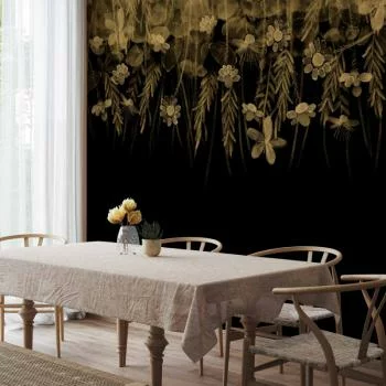 Fototapeta - Pejzaż natury - czarny abstrakcyjny motyw natury z kwiatami w sepii - obrazek 6