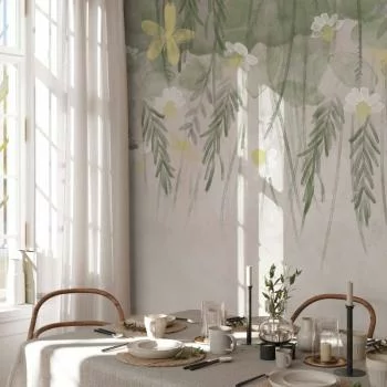 Fototapeta - Domowy zielnik - subtelny motyw roślinny z kwiatami w stylu akwareli - obrazek 5