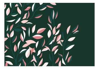 Fototapeta wodoodporna - Kwitnące pnącze - minimalistyczne pnące się liście na zielonym tle - obrazek 2