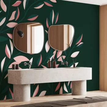 Fototapeta - Kwitnące pnącze - minimalistyczne pnące się liście na zielonym tle - obrazek 6