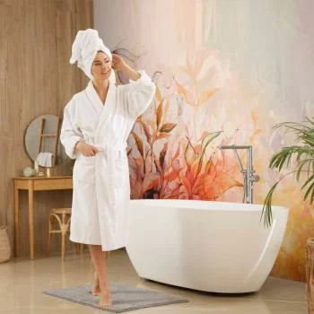 Fototapeta - Płomienna łąka - pejzaż natury z łąką kwiatów i liści w stylu akwareli - obrazek 6