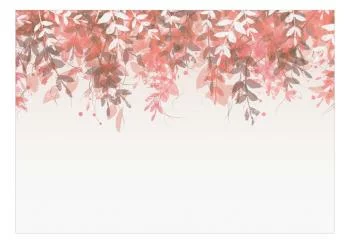 Fototapeta wodoodporna - Pod roślinnością - wiszące pnącza różowych liści na neutralnym tle - obrazek 2