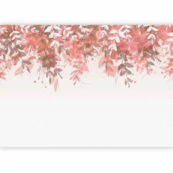 Fototapeta - Pod roślinnością - wiszące pnącza różowych liści na neutralnym tle - obrazek 2