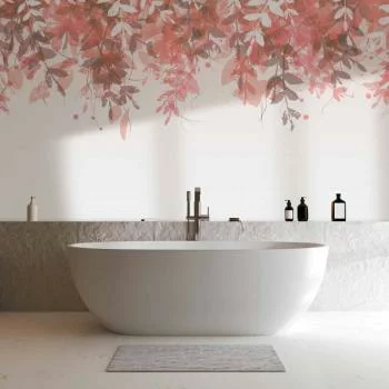 Fototapeta - Pod roślinnością - wiszące pnącza różowych liści na neutralnym tle - obrazek 6