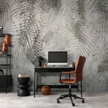 Fototapeta - Światło i cień - szaro-biała kompozycja z motywem roślinnym i deseniem - obrazek 6