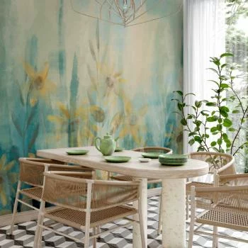 Fototapeta - Muśnięcie latem - motyw roślinny z łąką kwiatów w niebieskich tonach - obrazek 5