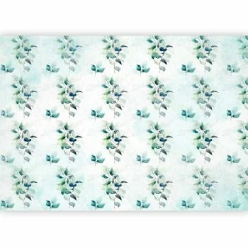 Fototapeta - Miętowa natura - jednolity deseń w motyw roślinny z zielonymi liśćmi - obrazek 2