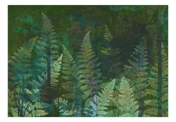 Fototapeta wodoodporna - Zielona abstrakcja w lesie - liście paproci w kniejach z deseniami - obrazek 2
