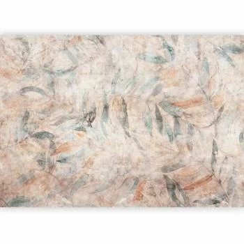 Fototapeta - Greckie laury - wyblakła kompozycja z liśćmi na beżowym tle w desenie - obrazek 2