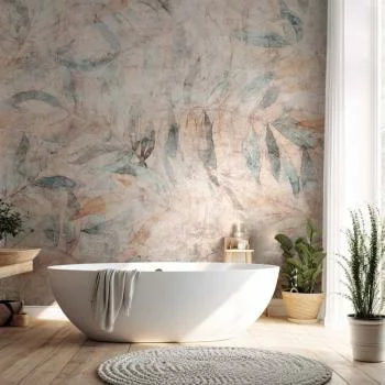 Fototapeta - Greckie laury - wyblakła kompozycja z liśćmi na beżowym tle w desenie - obrazek 6