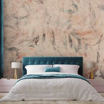 Fototapeta - Greckie laury - kompozycja z liśćmi w desenie na tle w żółtych tonach - obrazek 5