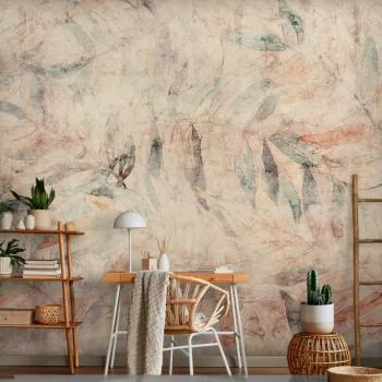 Fototapeta - Greckie laury - kompozycja z liśćmi w desenie na tle w żółtych tonach - obrazek 6