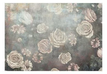 Fototapeta wodoodporna - Mglista natura - stonowane kwiaty róży na tle w odcieniach szarości - obrazek 2