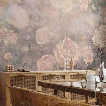 Fototapeta - Mglista natura - pomarańczowe kwiaty na tle o niejednolitej teksturze - obrazek 6