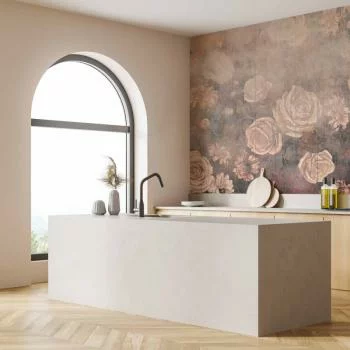 Fototapeta - Mglista natura - pomarańczowe kwiaty na tle o niejednolitej teksturze - obrazek 5