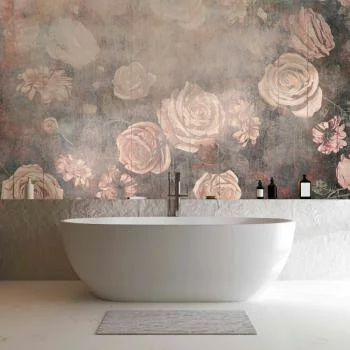 Fototapeta - Mglista natura - pomarańczowe kwiaty na tle o niejednolitej teksturze - obrazek 6