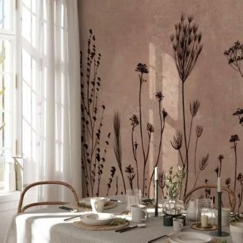 Fototapeta - Polne kwiaty - czarne rośliny na tle w technice lime wash - obrazek 5