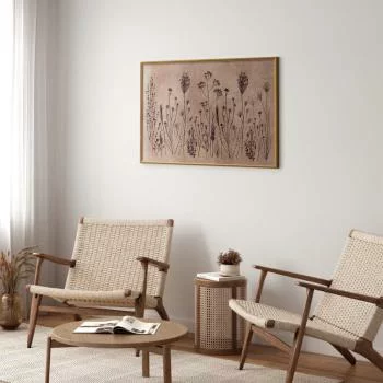 Plakat - Polne kwiaty - czarne rośliny na tle w technice lime wash - obrazek 2