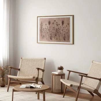 Plakat - Polne kwiaty - czarne rośliny na tle w technice lime wash - obrazek 2