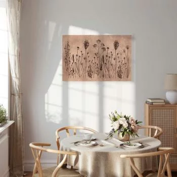 Obraz - Polne kwiaty - czarne rośliny na tle w technice lime wash - obrazek 6