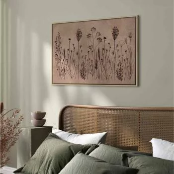 Obraz - Polne kwiaty - czarne rośliny na tle w technice lime wash - obrazek 6