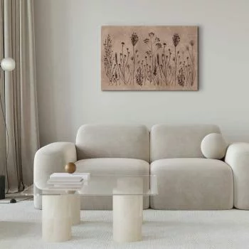 Obraz - Polne kwiaty - czarne rośliny na tle w technice lime wash - obrazek 2