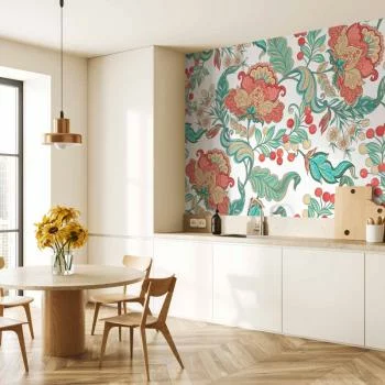 Fototapeta - Etniczna roślinność - motyw roślinny z ornamentami w kolorowe kwiaty - obrazek 5