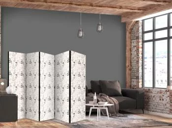 Parawan - Botaniczna ilustracja - rysunek kwiatów i ziół - beżowe szarości - obrazek 2