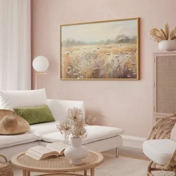 Plakat - Impresjonistyczna łąka - krajobraz polny w pastelowej palecie barw - obrazek 5