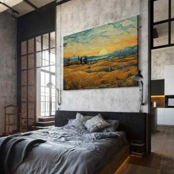 Obraz XXL - Impresjonistyczne łany - namalowany złoty krajobraz z łanami zboża - obrazek 7