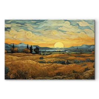 Obraz XXL - Impresjonistyczne łany - namalowany złoty krajobraz z łanami zboża - obrazek 2