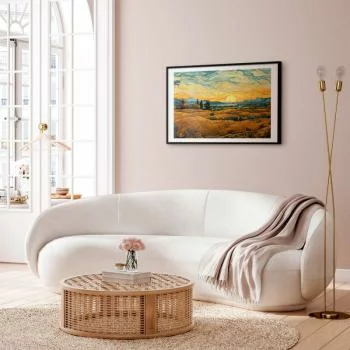 Plakat - Impresjonistyczne łany - namalowany złoty krajobraz z łanami zboża - obrazek 5