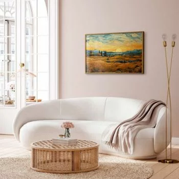 Plakat - Impresjonistyczne łany - namalowany złoty krajobraz z łanami zboża - obrazek 5