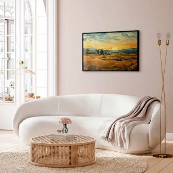 Plakat - Impresjonistyczne łany - namalowany złoty krajobraz z łanami zboża - obrazek 5