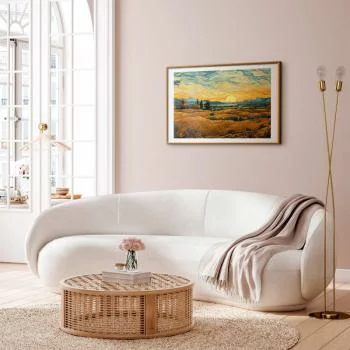 Plakat - Impresjonistyczne łany - namalowany złoty krajobraz z łanami zboża - obrazek 5