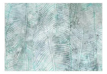 Fototapeta wodoodporna - Liście bananowca - motyw roślinny niebieski lineart natury z deseniem - obrazek 2